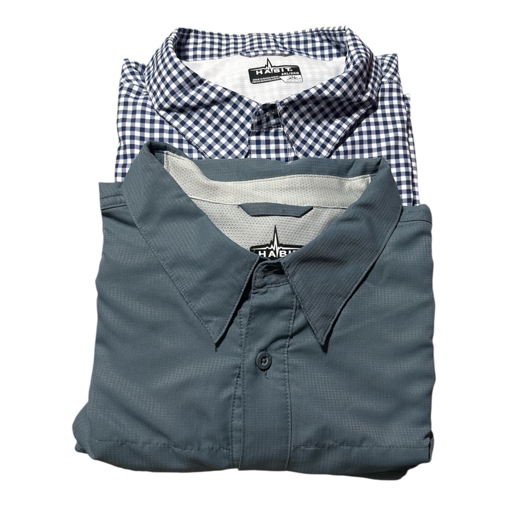 Habit Mens 2XL Long Sleeve Button Up Vented Fishing Shirt 2 Pack